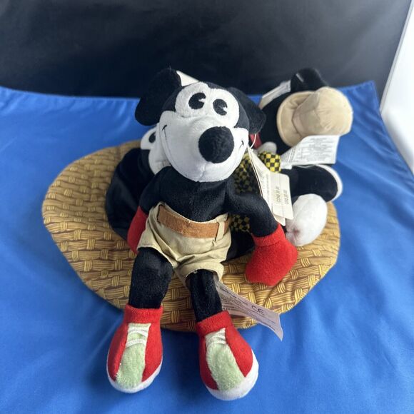 DISNEY Mickey Mouse Classic Comic Set 3 Bean Bag Plush In Hat With Tags 8" - Picture 4 of 7
